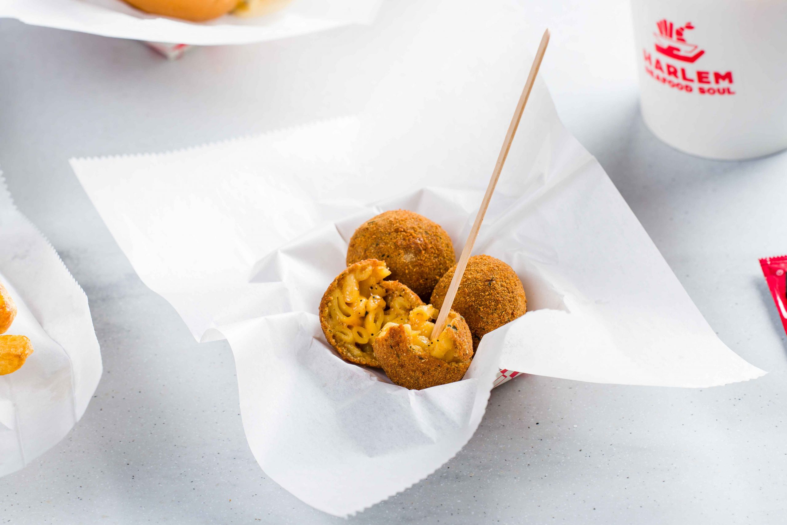 harlem seafood soul's mac and cheese bites